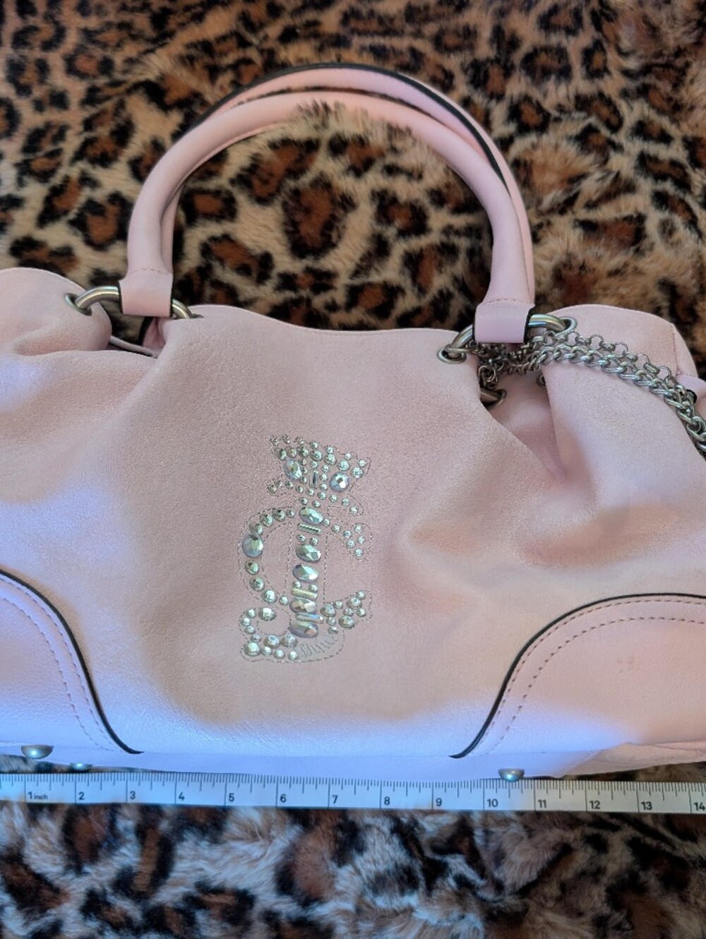 Pink Rhinestone Accent Women's Handbag